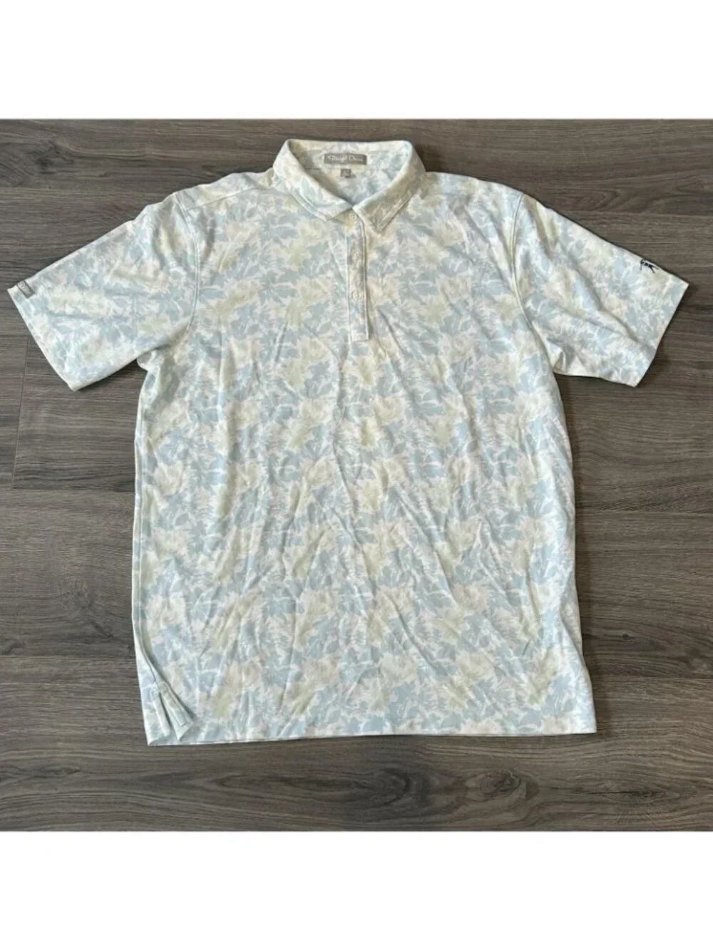 Straight Down Polo Shirt Mens Large Blue Floral The Farms Golf Pima Cotton Blend